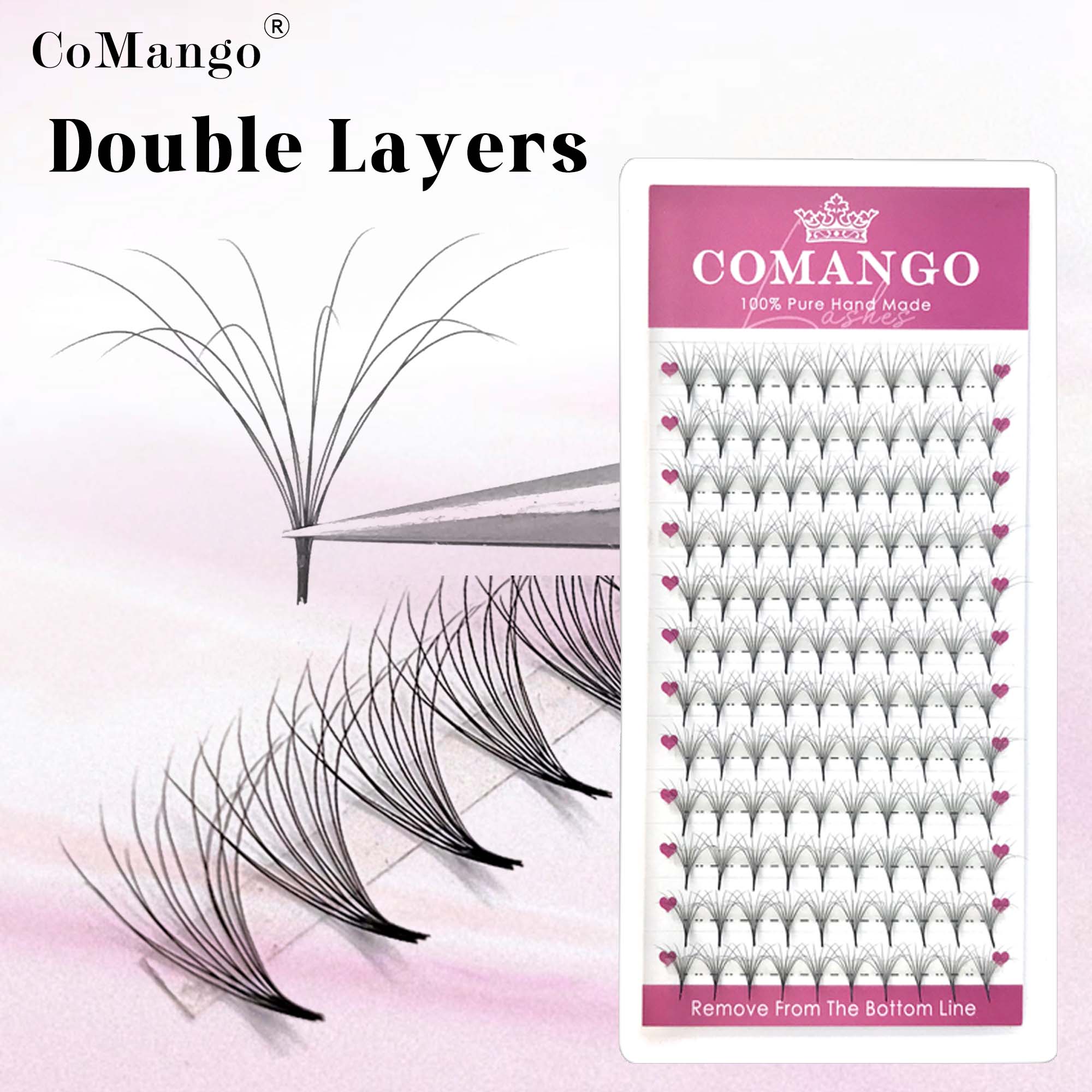 Eyelash Extension Mega Volume - COMANGO mooie dubbellaagse pluizige premade volume